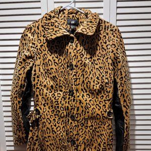 H&M Leopard and Faux-Leather Coat